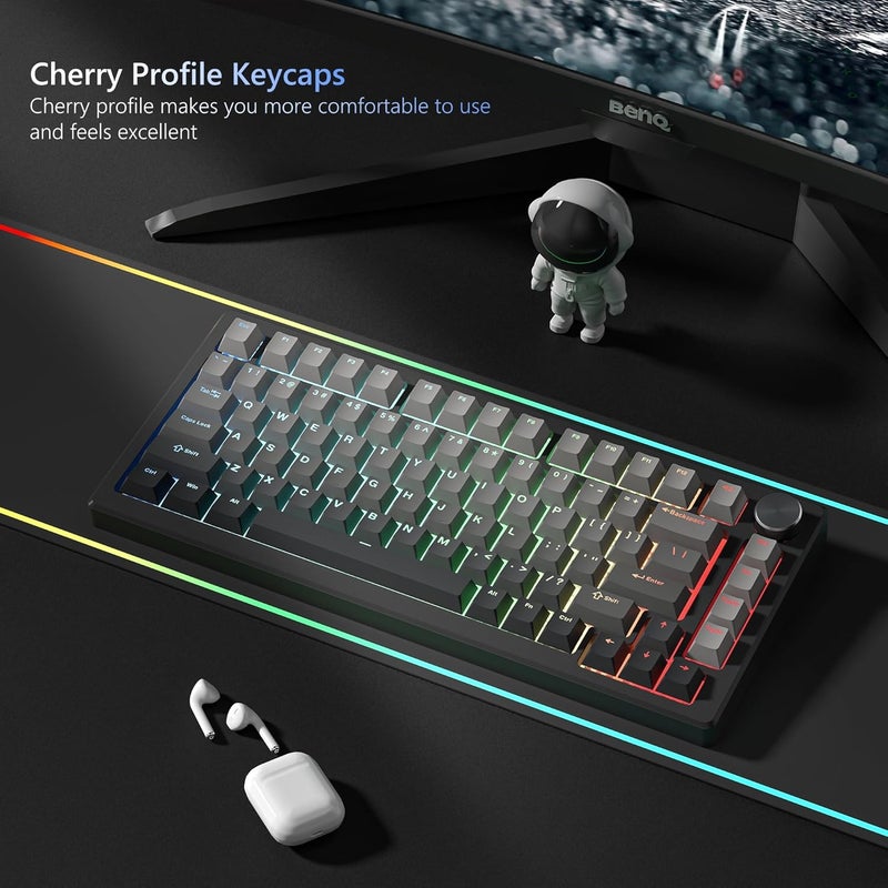 Womier Shine Through PBT Keycaps 60 75 100 Percent Cherry Profile, Custom Key Cap Doubleshot Keycaps Set, Universal Compatiability for Cherry Gateron MX Switches Keyboard, Gradient Gray - Image 4